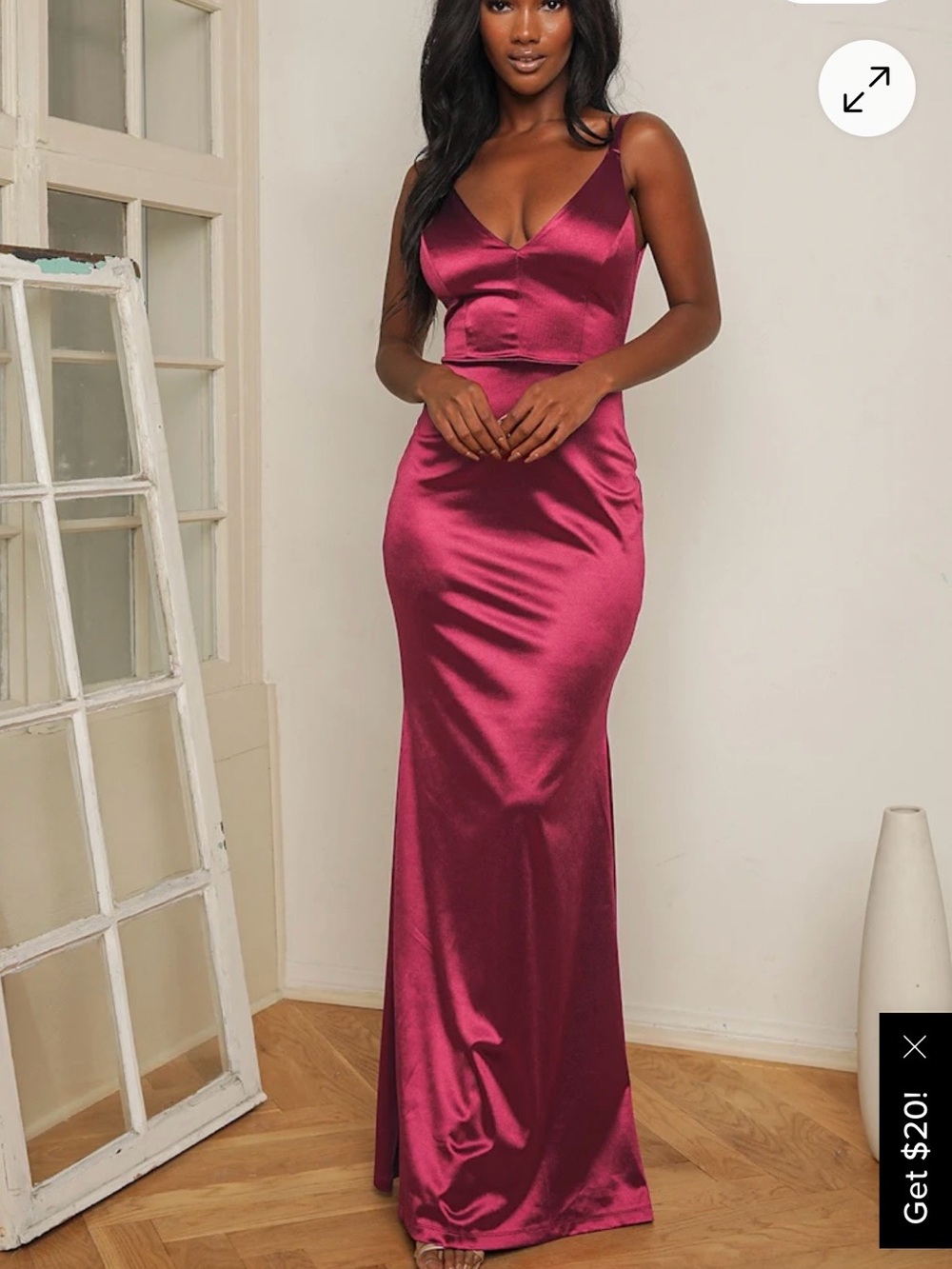 Lulus Melora Burgundy Satin Sleeveless Maxi Dress